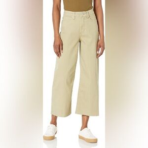 OAT New York Light Green High Rise Wide Leg Cutoff Crop Jeans